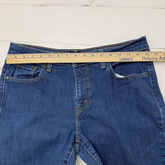 Levi 505 Straight Leg Women's  Mid Rise Stretch Denim Blue Jeans No Size Tag - Picture 7 of 15